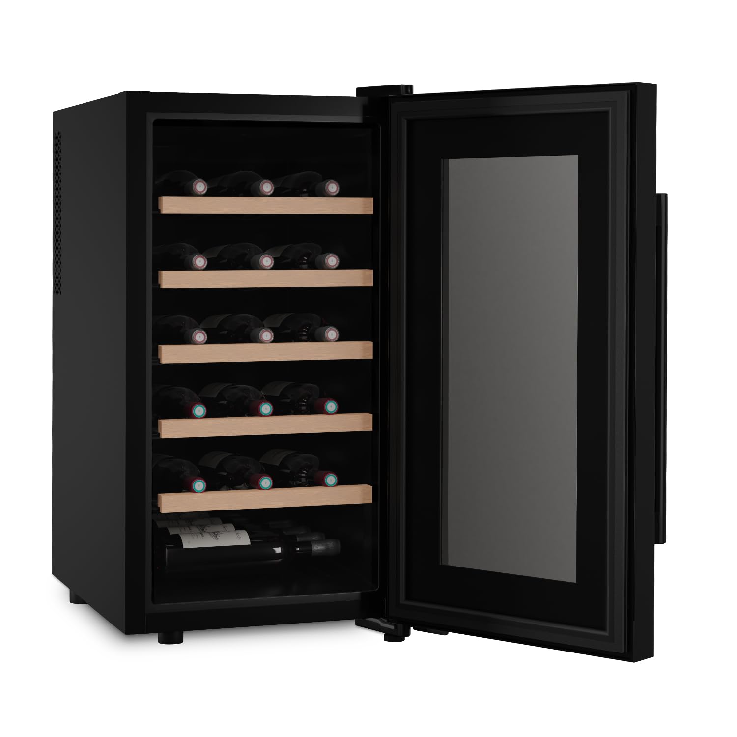 LES PETITS CHAMPS Vinoteca 18 Botellas CAVCB18 Black Edition, 50L, 5 Estantes, Regulable de 11 a 18°C, Enfriamiento Termoeléctrico, Diseño Elegante, LED, Anti-UV