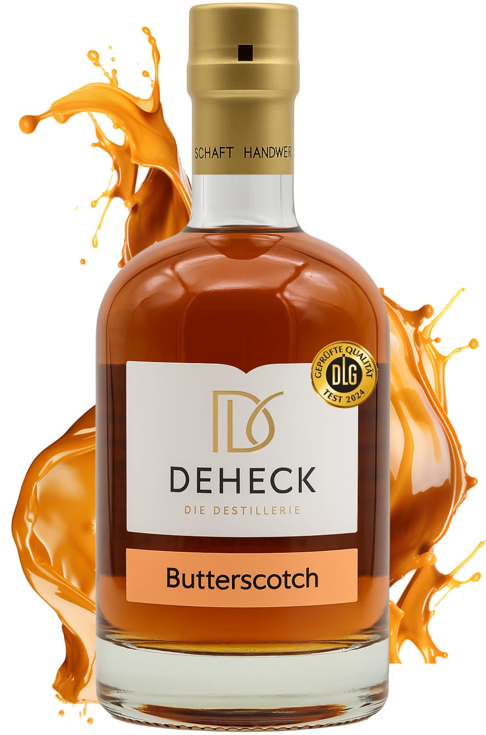 Deheck Butterscotch Karamell Likör 20% Vol. | Süße Note von karamellisiertem Zucker & Vanille | Butter-Scotch mit Whisky verfeinert | Premium Butterscotch Whisky-Likör I 0,5l