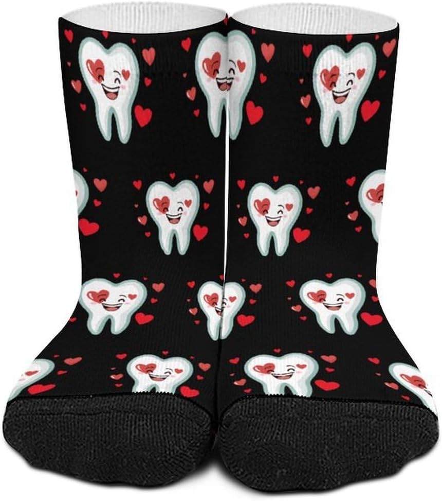 Tooth Smile Heart Knee High Socks Athletic Long Stockings Sport Casual Crew Tube Sock Boot
