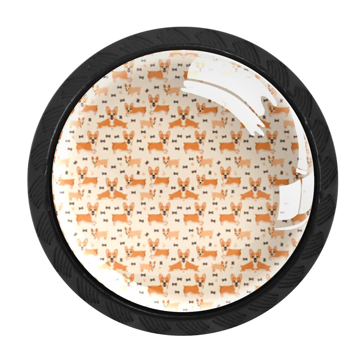 HEOEH 4 PCS Kitchen Cabinet Knobs, Corgi Dogs Drawer Knobs Dresser Handles
