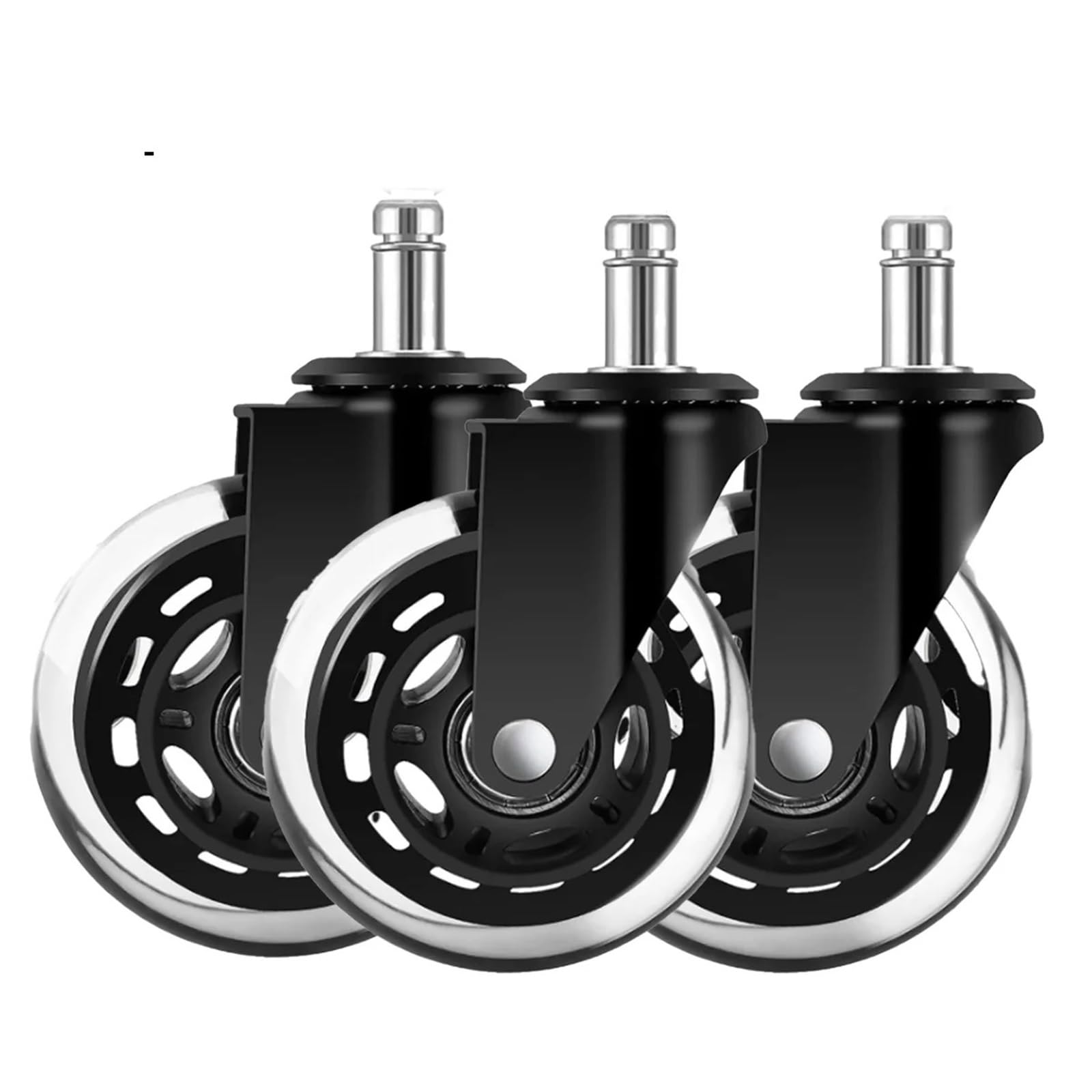 Caster Wheels, 1/3/5PCS Office Chair Caster Wheels 3 Inch Swivel Rubber Caster Wheels Replacement Soft Safe Rollers Furniture Hardware(3pcs 11mm)