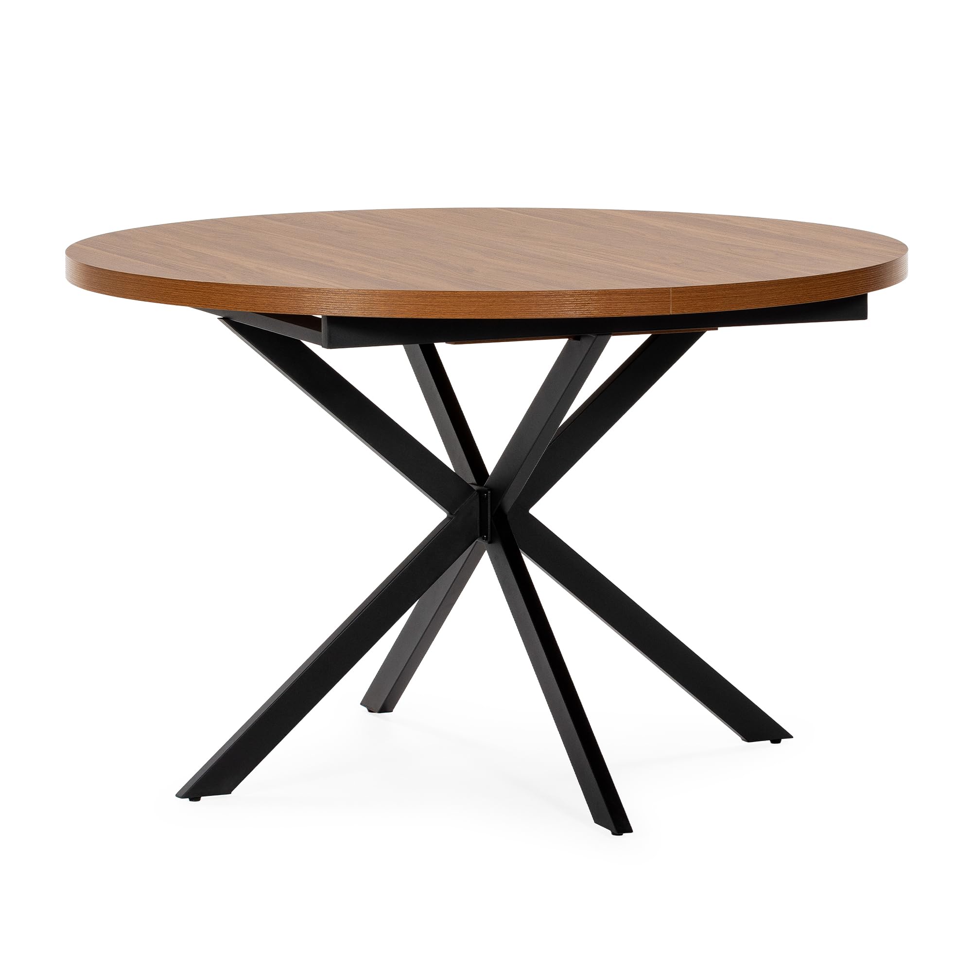 HOMN LIVING Mesa de Comedor Redonda Extensible Murano Color Nogal, 120-160 cm (Largo) 120 cm (Profundidad) 75 cm (Altura)