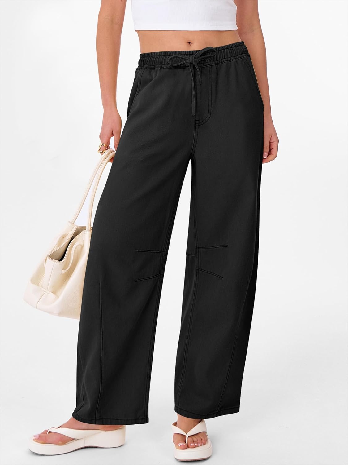 ANRABESS Women Barrel Jeans High Waisted Wide Leg Drawstring Denim Pants Y2K Baggy Loose Fit Trouser Jeans with Pockets - Image 2