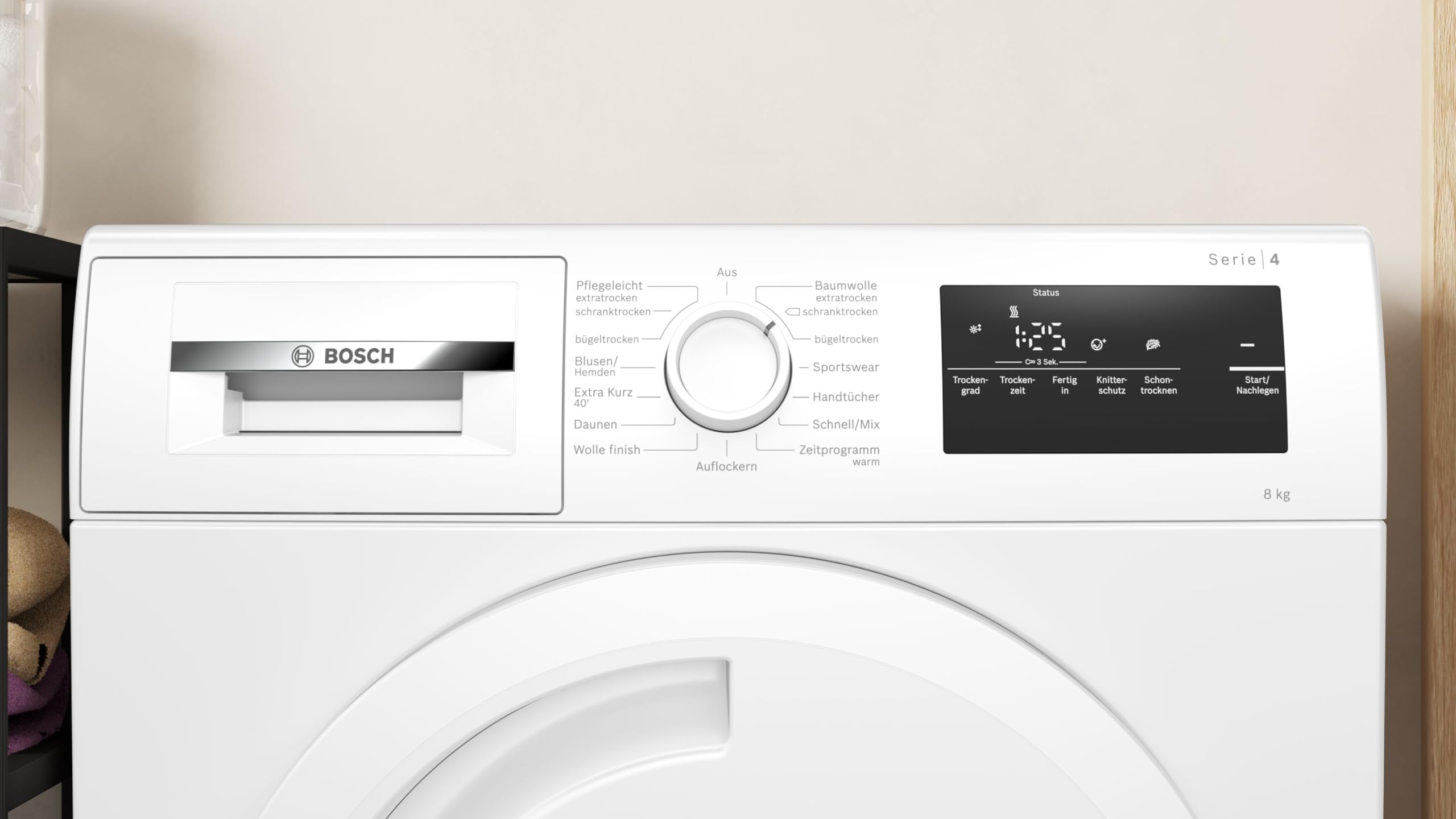 Bosch WTH83VV3 Serie 4 Wärmepumpentrockner, 8 kg, 236 kWh pro Jahr, AutoDry optimale Trocknung, Sensitive Drying-System textilschonende Trocknung, Umweltfreundliches Kühlmittel, Weiß