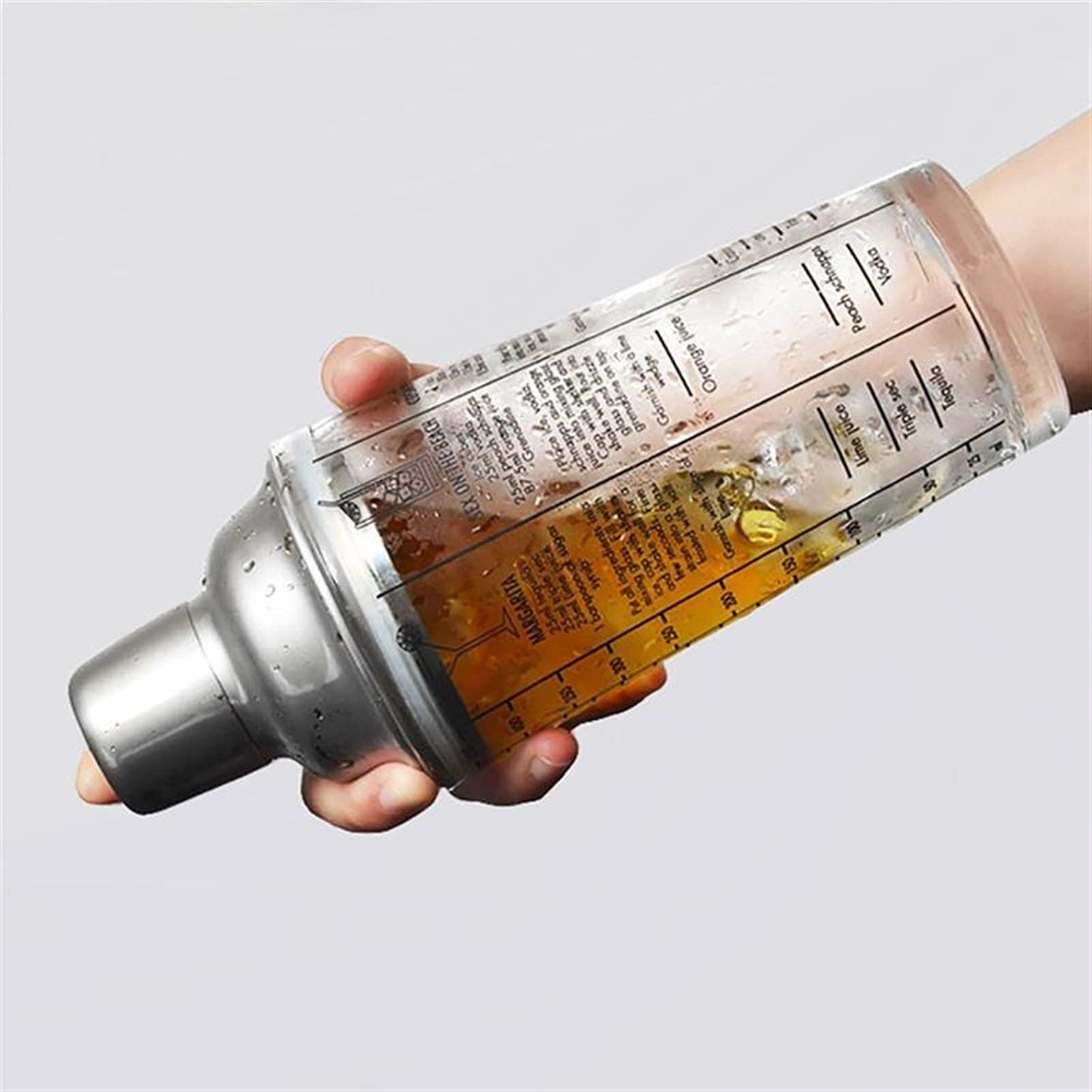 Wein-Mixer Cocktail Shaker 350ml Glas Edelstahl Wein Martini Boston Shaker Mixer Perfekt zum Mischen von Margarita, Manhattan & Anderen Getränken Cocktail-Shaker(A)