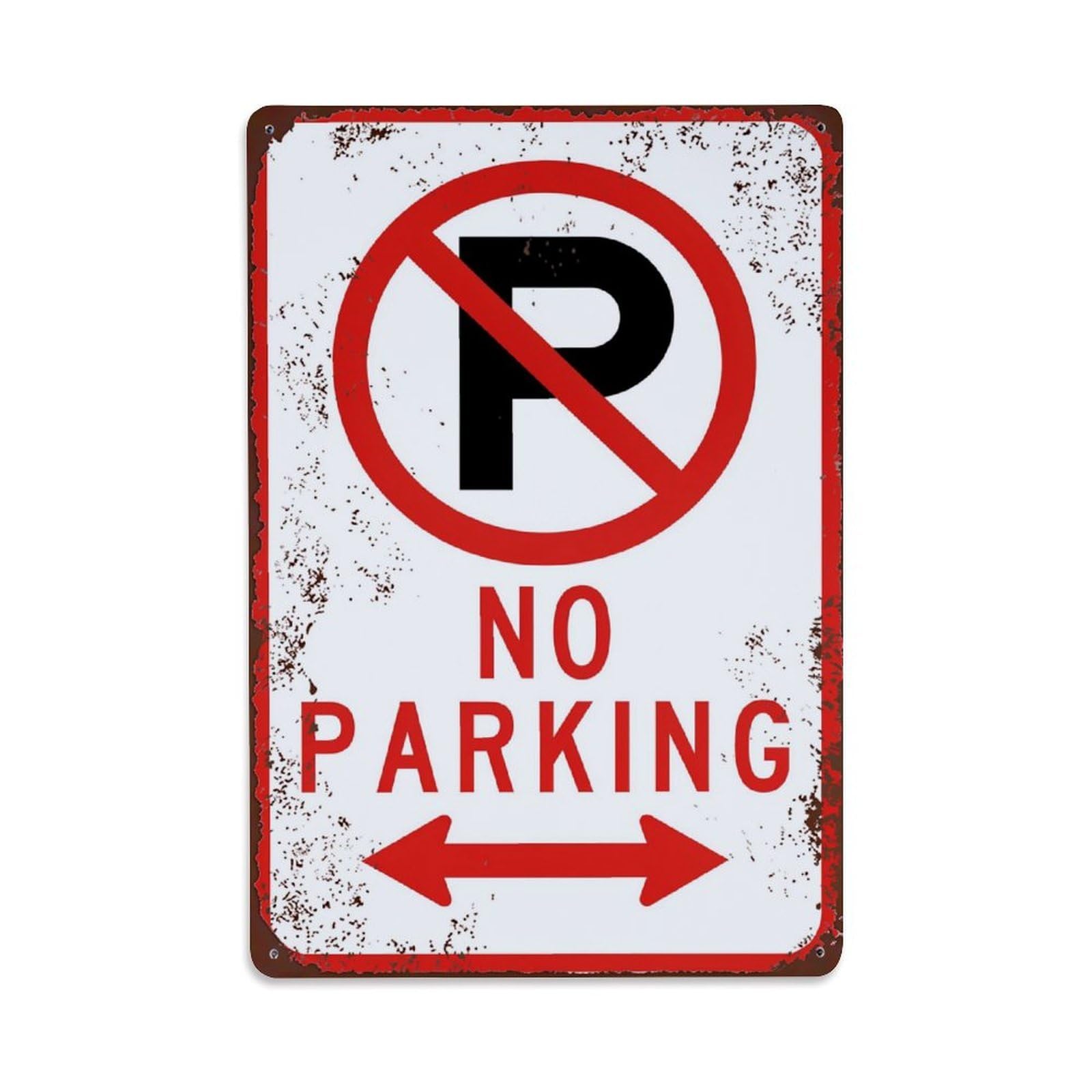 No Parking Sign With Arrows Retro Metal Tin Sign, Vintage Decor Art Poster for Bar, Home, Man Cave, Kitchen, Laundry Room Gift 8x12Inch