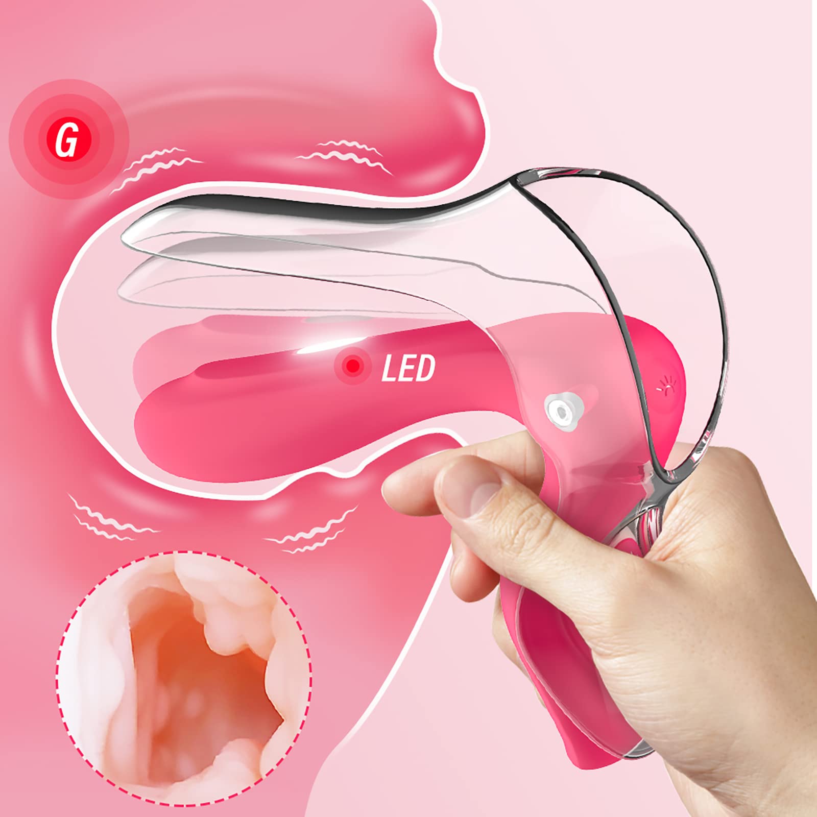 Vagina Anal Spekulum G Punkt Vibrator Mit Beleuchtungsfunktion Prostata Stimulator 10 Vibrationsmodi Analplug für sie Paare Frauen SM Sexspielzeug Rot