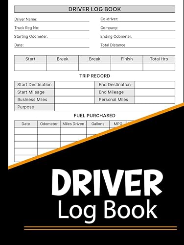 Driver Log Book: Great size 8.5 x 11 Inches, 110 Pages, Daily Driver Log Book To Record Vehicle Details, Trips and Mileage Log, Fuel &amp; Maintenance Expenses | Perfect for Personal &amp; Business Purposes