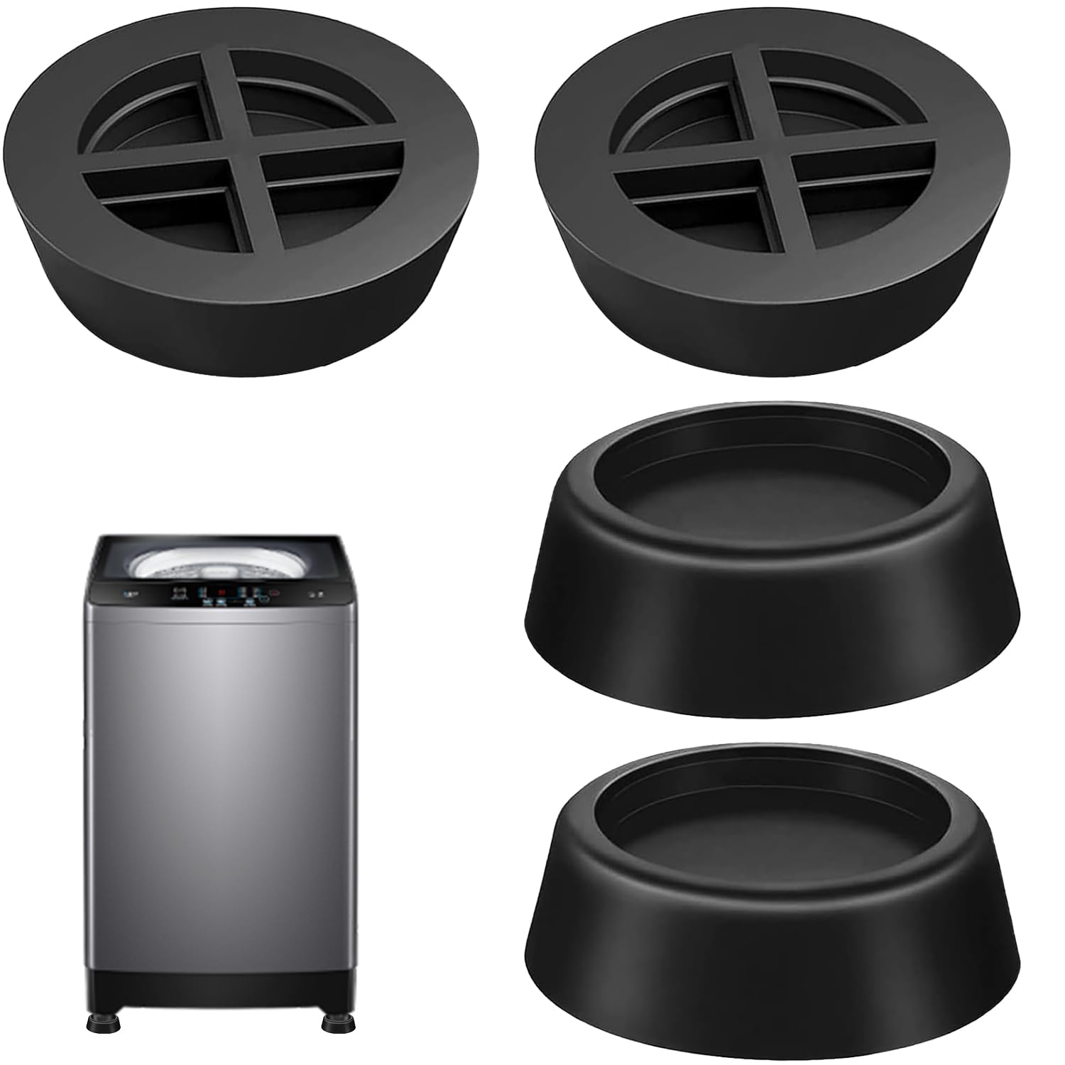 Ahviesli 4-Pack Anti Vibration Pads For Washing Machine & Dryer – Noise Reduction, Shock Absorption, Non-Slip Floor Protector For Hardwood & Tile