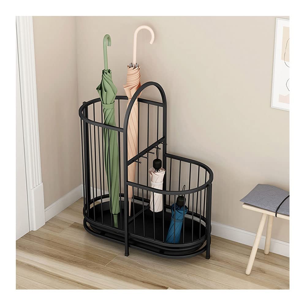 BHFPFZA Wrought Iron Umbrella Stand Rack with Large Capacity Organizer for Indoor Home Decor (Black 40X24X55CM)