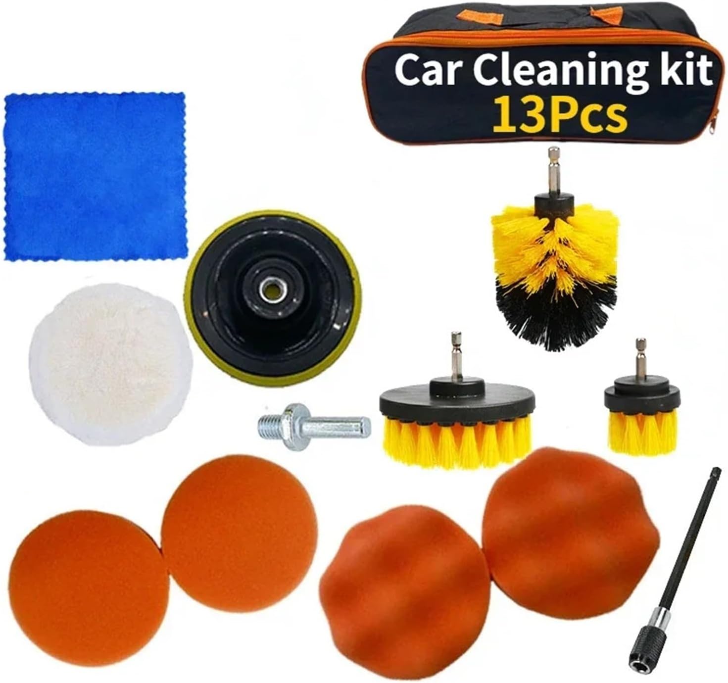 New Car Cleaning Kit Scrubber Drill Detailing Brush Set Air Conditioner Vents Towel Polisher Car Detailing Tools(Set 2-13Pcs)