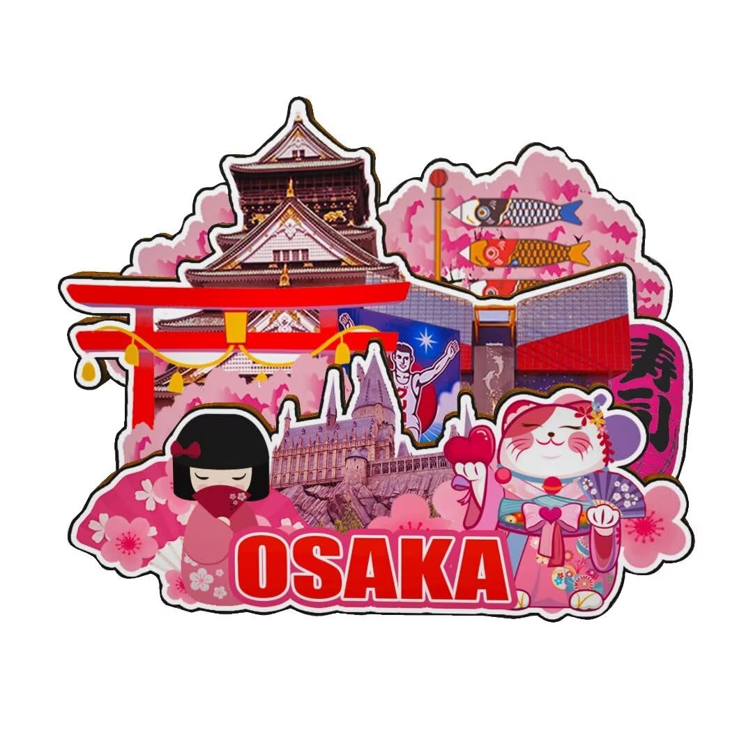 Osaka Japan Magnet Fridge Magnet Wooden 3D Landmarks Travel Collectible Souvenirs Decoration Handmade -5174