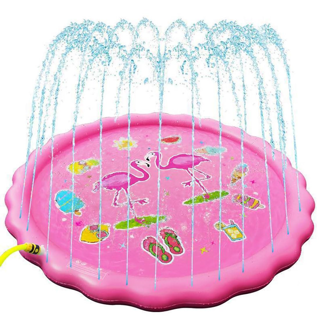 Splash Pad for Kids and Dogs, Kids Splash Pad Sprinkler, Inflatable Sprinkler Play Mat, 170cm, Outdoor Summer Backyard Wading Pool with Spray, Foldable Outdoor Water Toy (Flamingos)
