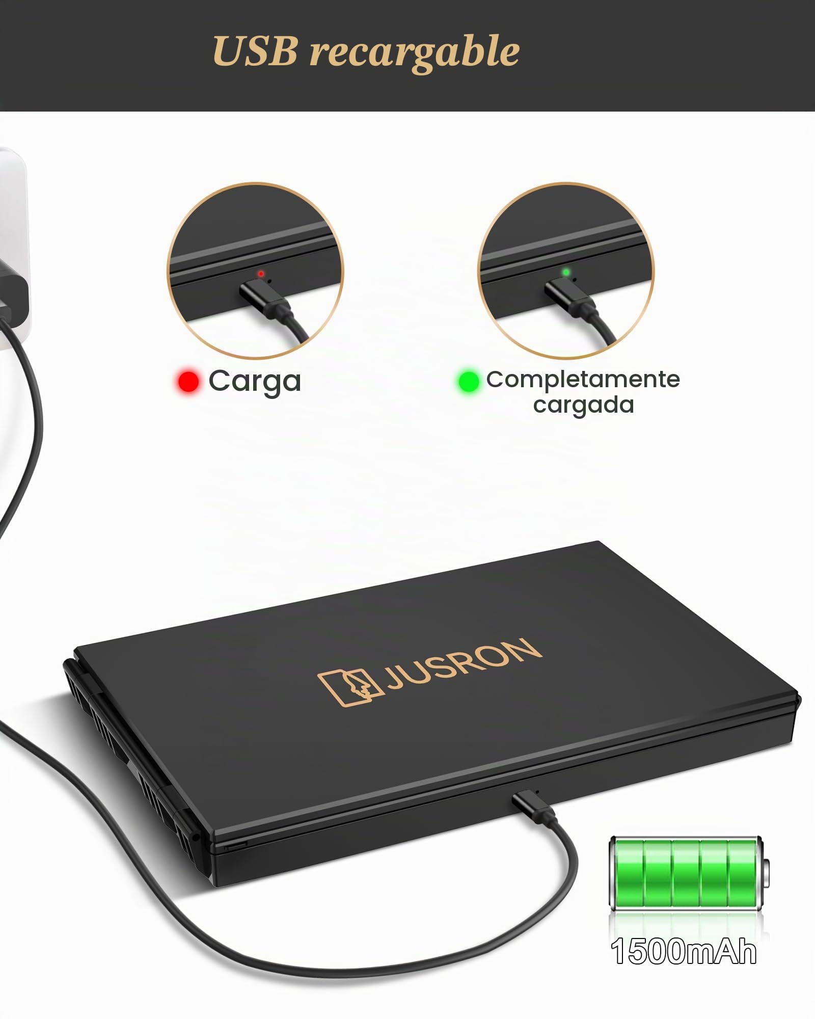 JUSRON Espejo Plegable Portátil de 360 Grados - 3 Piezas con Corte Automático, Altura Ajustable y Ganchos para Peluquería, Maquillaje y Afeitado