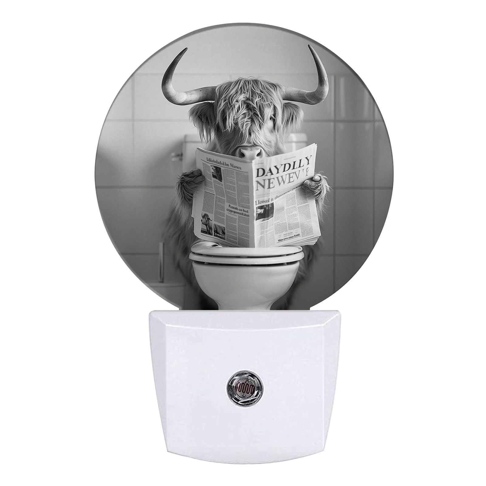 GANTINIR Highland Cow Night Light LED Lamp Round Plug into Wall Nightlight with Dusk to Dawn Sensor Home Hallway Stairway Bathroom Decor