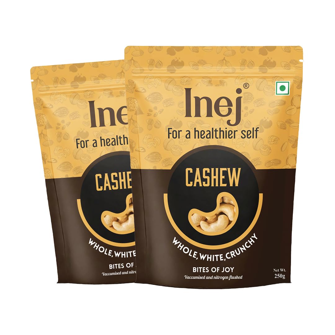 Inej 100% Natural Premium Whole Cashews (W-180) Kaju 500gm | Whole White Crunchy Cashew | Premium Kaju nuts Dry Fruit | Rich in Fibre, Vitamin E, K, B6 | Healthy Snacks (250G X 2) (B0D1S6SY5B) Amazon Price History, Amazon Price Tracker
