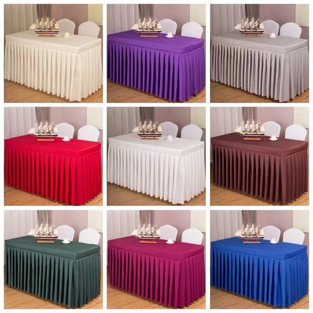 Odot Party Deko Tischrock, Tischröcke Für Babyparty Wiederverwendbare Tischdekoration Waschbare Tischdecke für Hochzeit, Messen, Bankette, Partys und Events (240 * 60 * 75cm,Weiß)