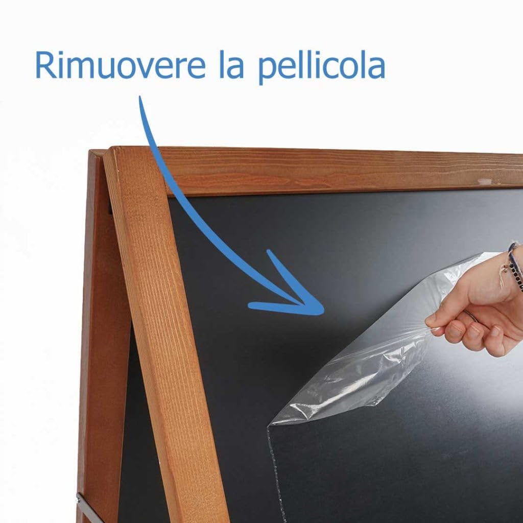 Cavalletto bifacciale con cornice in legno e lavagna magnetica nera 59x119cm scrivibile per esterno ed interno per lunga durata per ristoranti e negozi