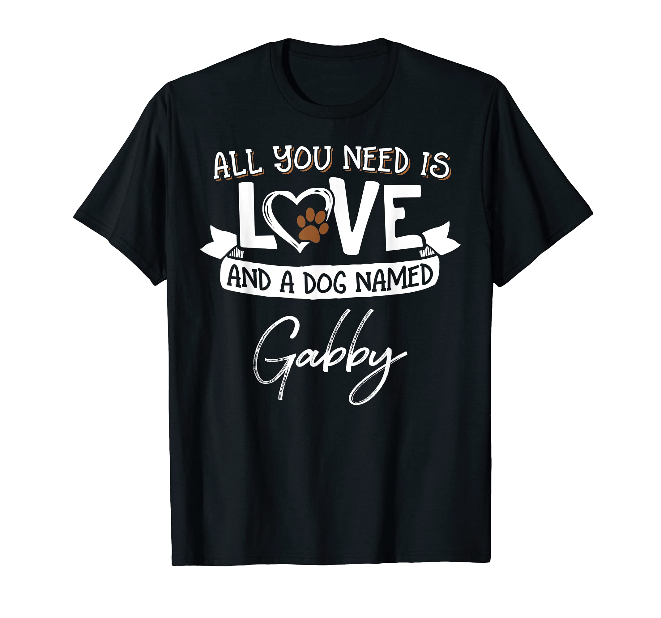 Cute Dog Named Gabby Design for Women and Men T-Shirt, Black