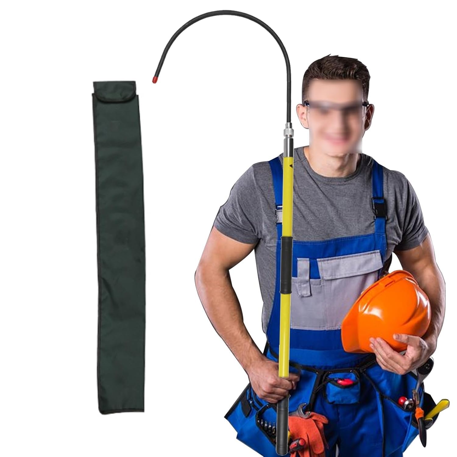 Scala a Corda Portatile Gancio di Salvataggio Leggero ad Alta Tensione con Borsa Tela, Asta Sicurezza elettrica Anti-fulminazione Lunga 1,5 2 3 m(1.5m/4.9ft/59in)