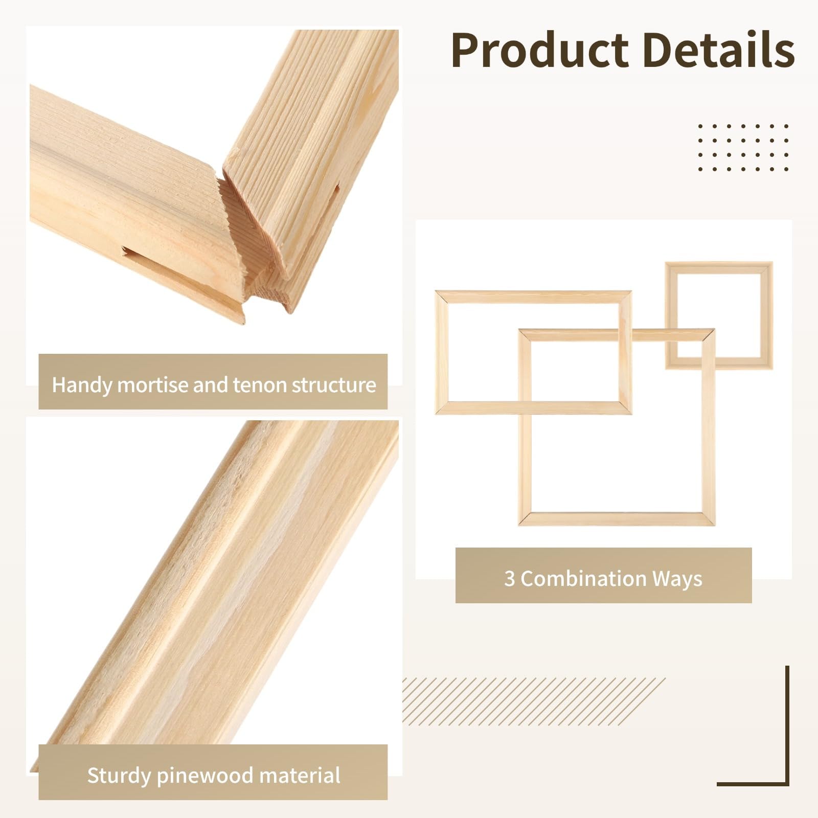 24-Piece Needlepoint Stretcher Bar Set, 6 Sizes, Wood Frame Kit for Embroidery, Art Needlework, Easy Assembly, Perfect for Craft Projects