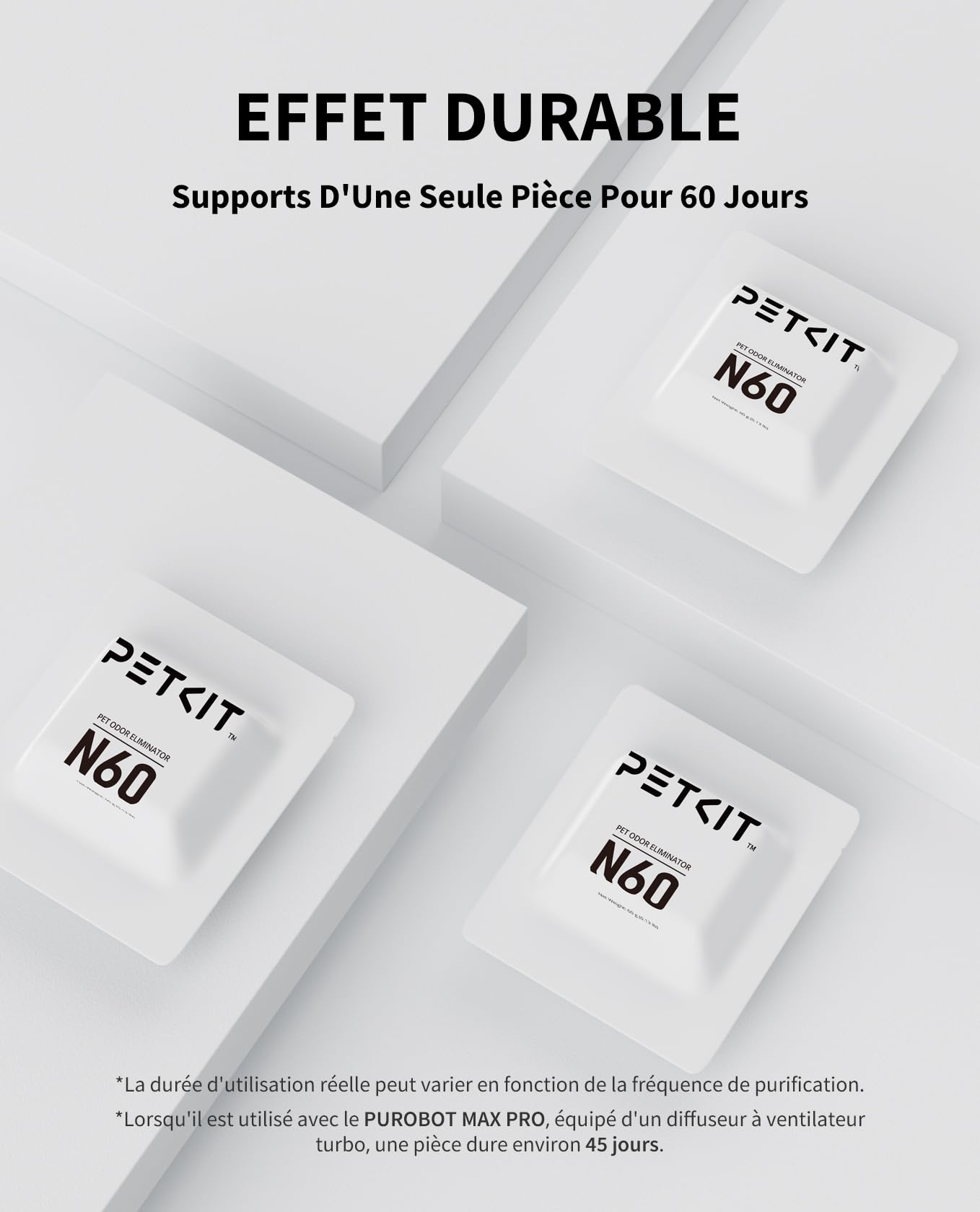 PETKIT N60 Désodorisant pour Purobot Ultra et Purobot Max Pro Autonettoyant Bac à Litière, Parfum Longue Durée, Haute Sécurité, Non Irritant, Utilisation Durable (3 Paquets)