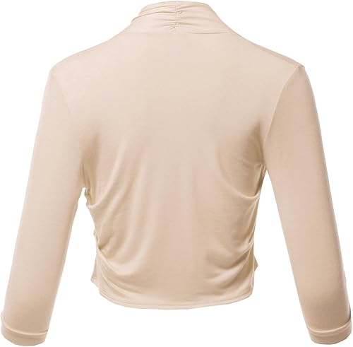 Miniatura 3 de SSOULM - Bolero de manga 34 con frente abierto para mujer, estilo shrug, tallas plus