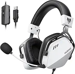 Fone de Ouvido Gamer USB com Som Surround 7.1 e Áudio para FPS, Headset com Fio e Microfone de Cancelamento de Ruído, Design Confortável para PC, PS4, PS5, Notebook - Branco