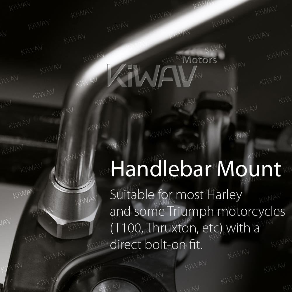 KiWAV Motorcycle Mirrors Stan Stainless Steel Round Chrome Handlebar Mount 5/16 Inch compatible for Harley-Davidson Bikes