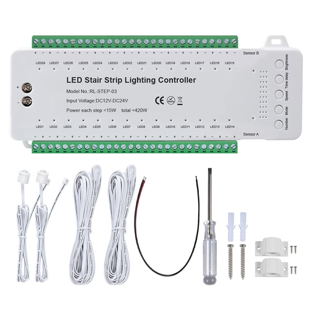 Contrôleur de capteur de mouvement LED d'escalier - Contrôleur à induction - Variateur de bande LED - Contrôleur d'éclairage d'escalier