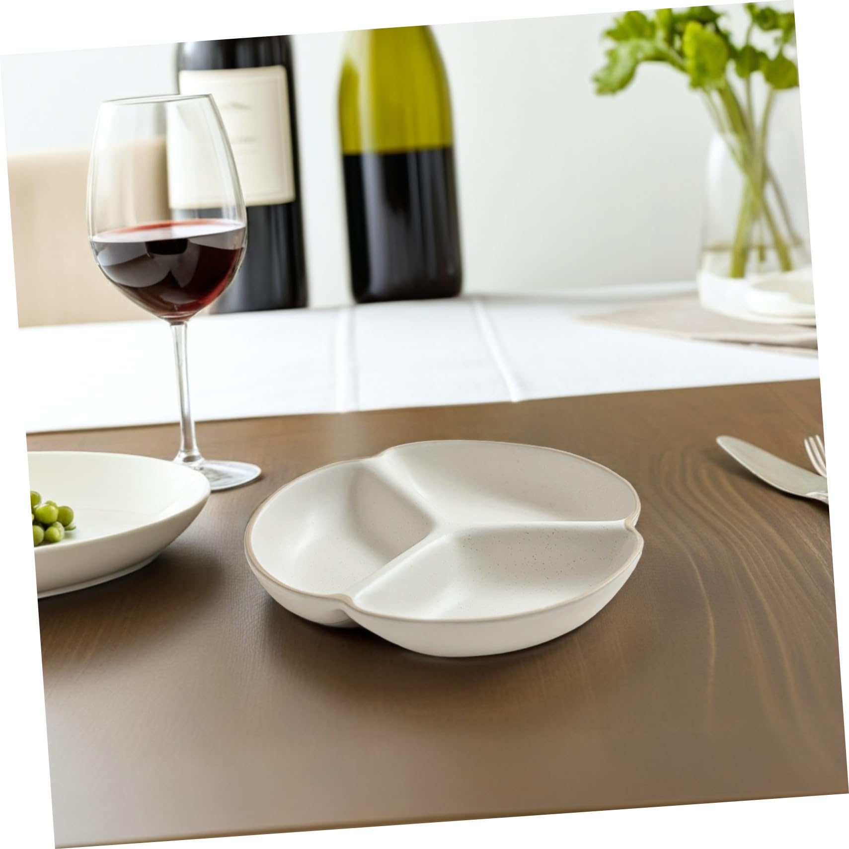 Healifty Assiette à Manger Divisée 3 Compartiments en Céramique Blanche