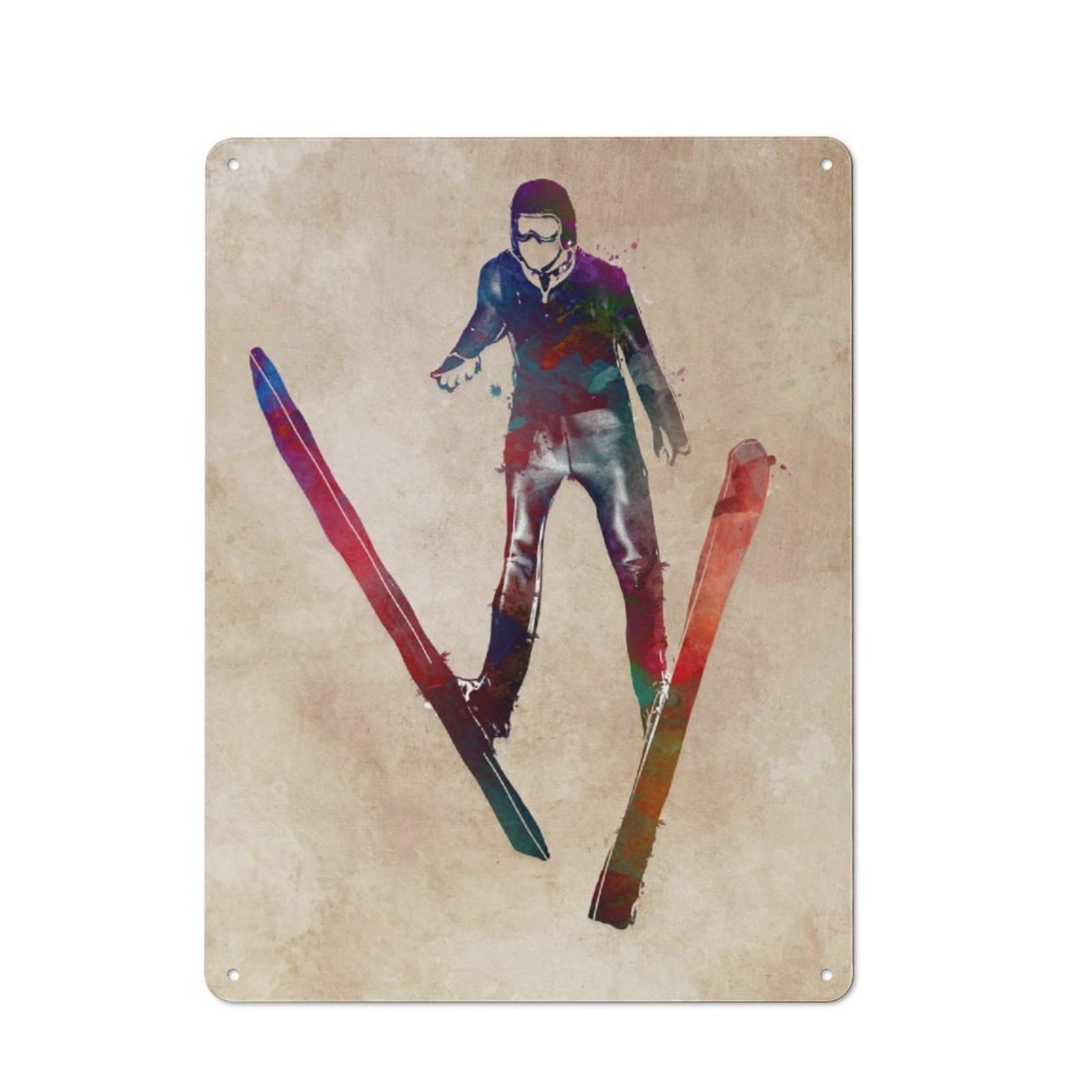 Junmoney Ski Jumping Retro Tin Sign 40X30cm For Garage Wall, For Fans Of Metal Signs And Themed Wall Decor