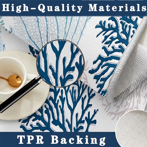 Coastal Area Rug Beach Rugs Non-Slip Nautical Coral Machine Washable Rugs Modern Floor Carpet for Bathroom Laundry Bedroom Living Room, 5x7 - Image 5