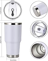 Vista 4 de Aurbhosa Vaso aislado de acero inoxidable de 30 onzas, doble pared aislada al vacío, taza de viaje con tapa, taza de café con recubrimiento térmico