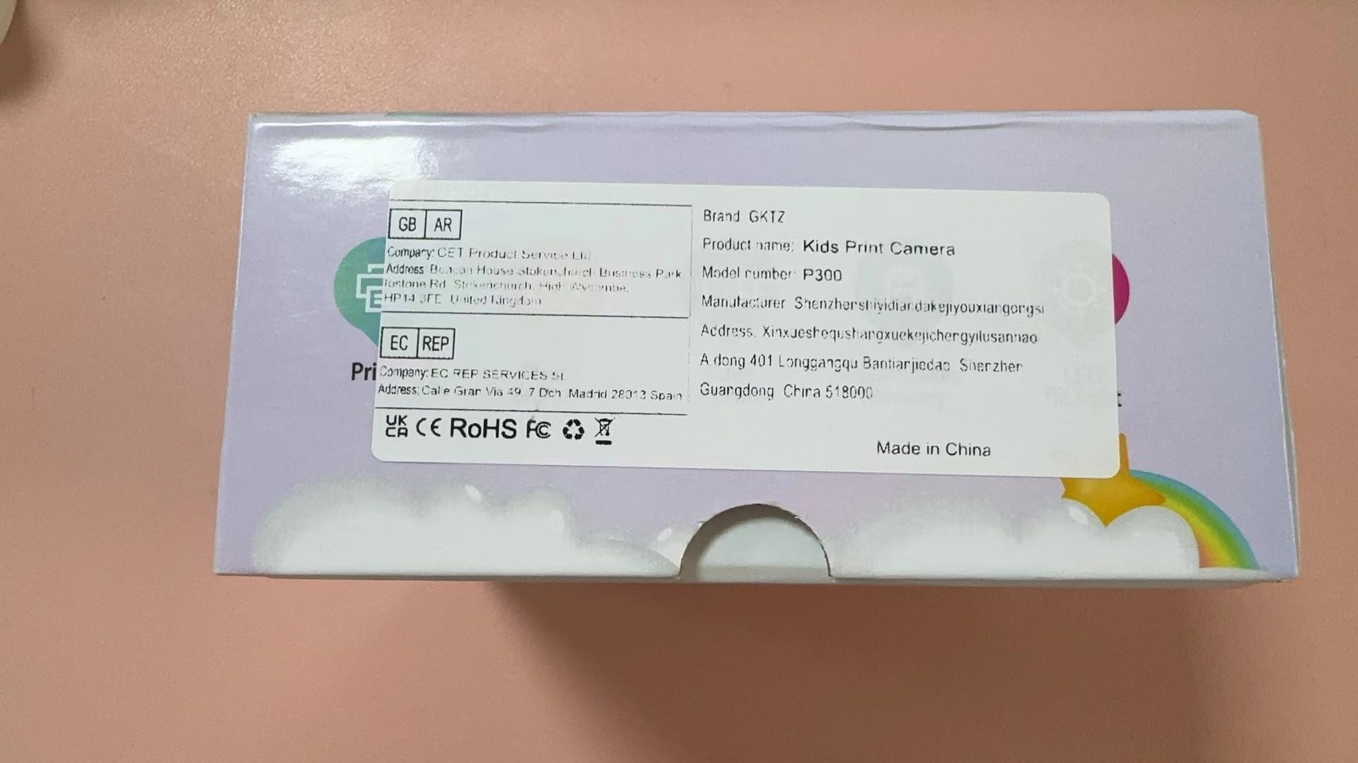 GKTZ Sofortbildkamera für Kinder 1080P mit 3 Rollen Fotopapier (Purple)