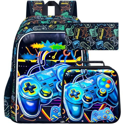 Image of WZLVO 3PCS Dinosaur Backpack for Boys, 16 Inch Kids Water Resistant Preschool Elementary Kindergarten Bookbags and Lunch Box | Kids