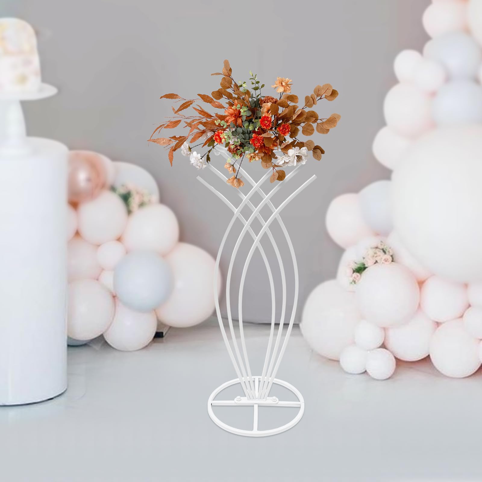 WaShaRoom,Wedding Flower Stand,White Flower Stand,Wedding Centerpieces Flower Stand,Flower Vase for Wedding Table Decoration,Round and Fish-shaped,for Weddings,Birthday Parties, Christmas,2.2lbs