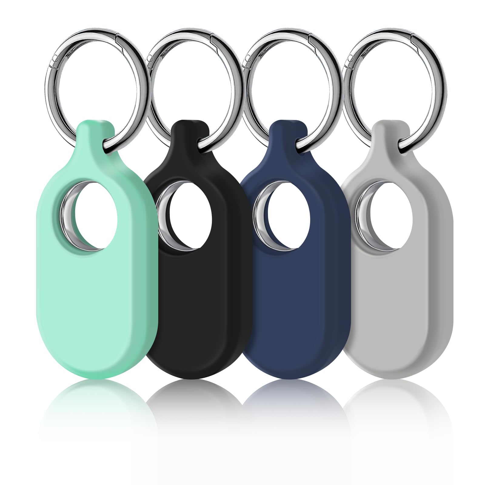 Smarttag2 Case, 4 Pack Silicone Smart Tag 2 Cases with Silver Keychain, Protective Cases Cover for Samsung Galaxy Smart Tag 2