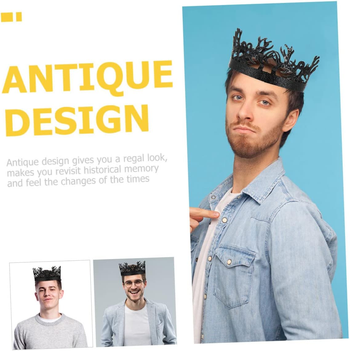 Veemoon Vintage Medieval Style Crown Headdress for Men for Birthday Celebrations Weddings Prom Cosplay