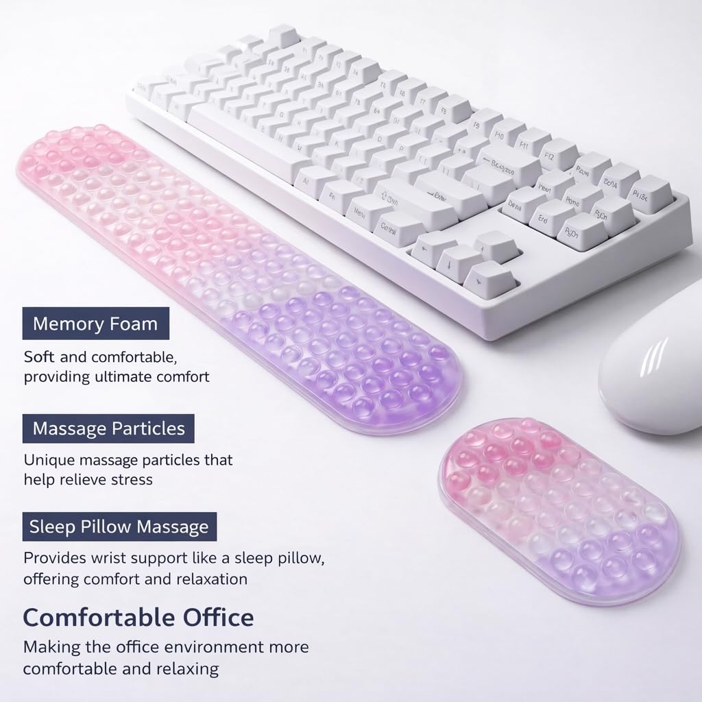 Joli repose-poignet ergonomique en gel pour le bureau et les jeux, soutien pour soulager la fatigue du poignet, coussinet en gel antidérapant pour un confort de frappe tout au long de la journée, ne