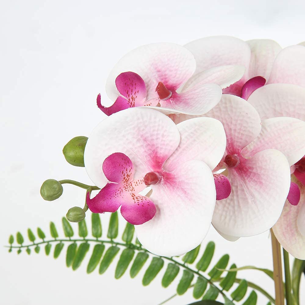 Bonsái de orquídea artificial en maceta para centro de mesa, sala de estar, decoración del hogar, etc., flores Phalaenopsis artificiales de seda