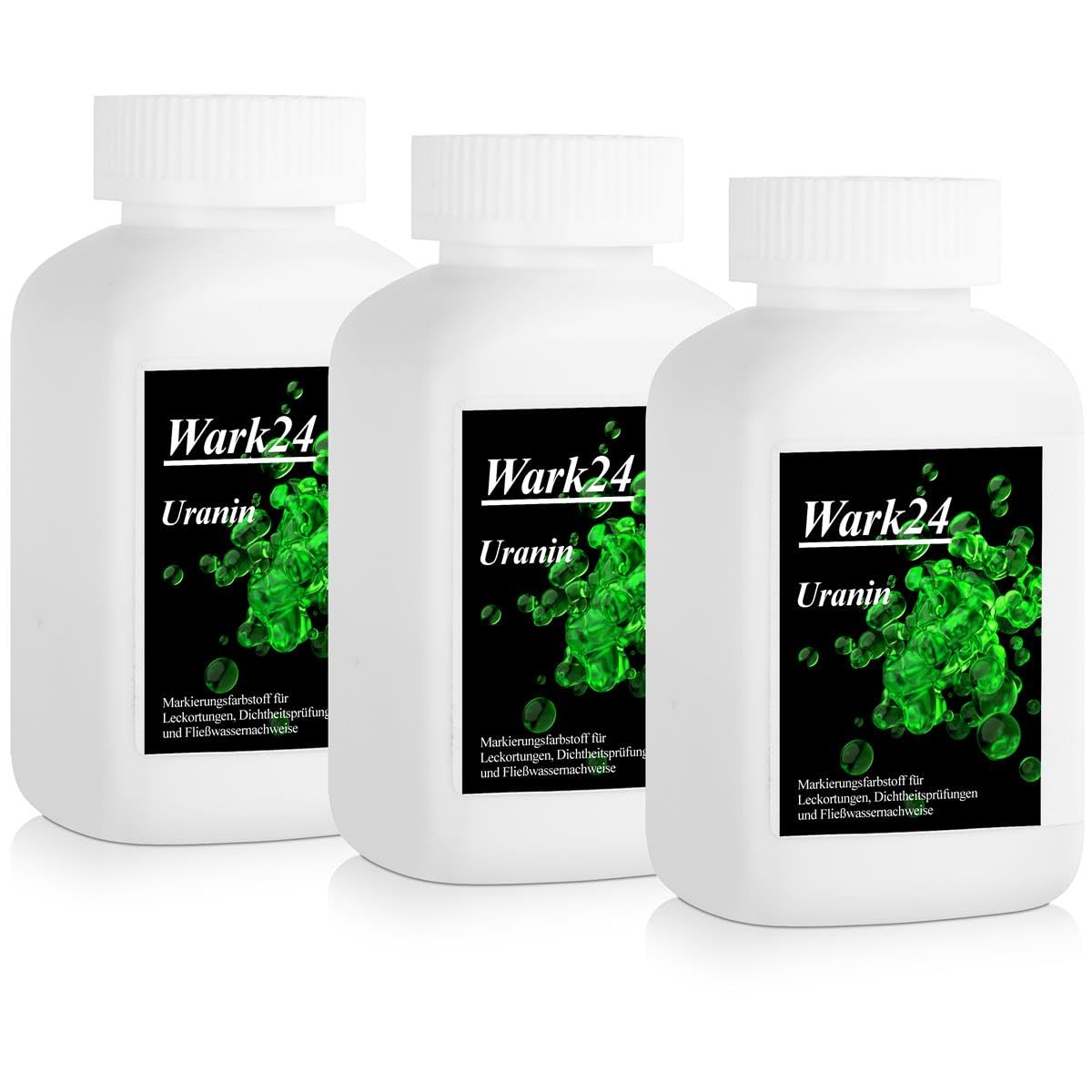 Uranin, gelb-grüner Markierungsfarbstoff Fluorescein, 3 x 100 g, Wasserfärbemittel zur Leckageortung, umweltfreundliches Lecksuchmittel