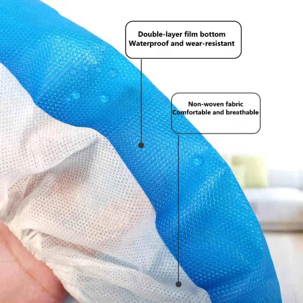 100 Pièces Couvre-chaussures, CPE+PP Couvre-chaussures Jetables, Couvre Chaussures, Surchaussures Jetables, Sur Chaussure, Antidérapants, Imperméables, Bleu