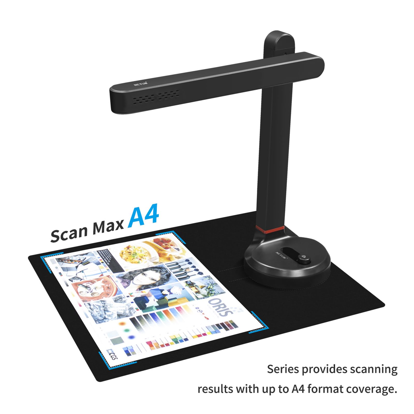 Fotocamera per Documenti, Scanner per Documenti Portatile con Funzione OCR | Design pieghevole a 90° e luce di riempimento a tre velocità, ritaglio/raddrizzamento automatico per uffici aule