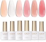 GAOY Pastel Pink Blue Gel Nail Polish Set, 6 Colors Green Yellow Nude Spring Soak Off UV Light Cure Gel Polish Kit for Salon and Nail Art DIY at Home