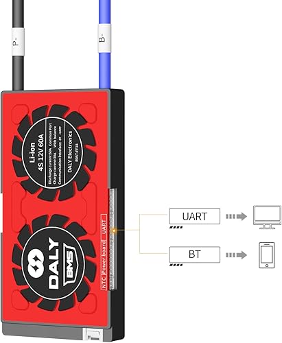 Miniatura 4 de DALY BMS Smart BMS Li-ion 12V 60A 4S BMS con programa de reinicio del módulo Bluetooth para administración de protección de carga y descarga de