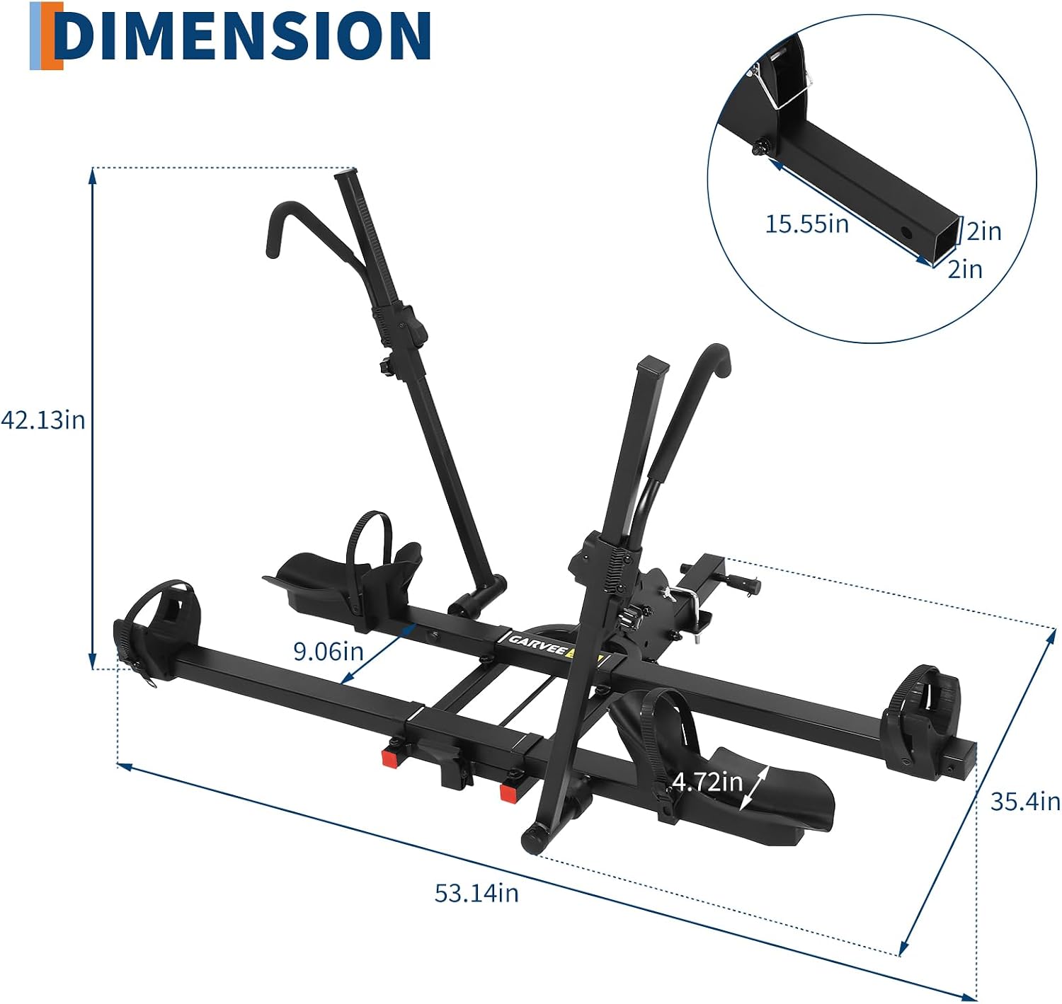 Garvee Heavy Duty Hitch Bike Rack for Ebikes - 2-Bike Carrier with Tilt & Fold, 200lbs Capacity, Fits 2" Receiver & Up to 5" Fat Tires for Cars, SUVs, Trucks, RVs