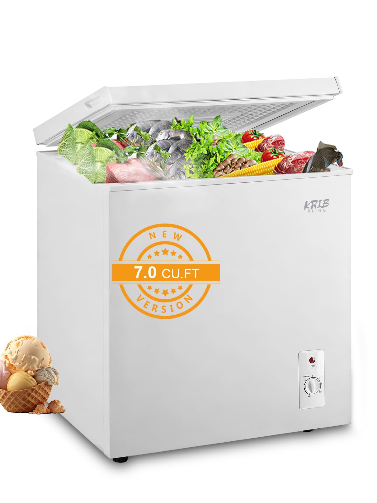 KRIB BLING KB03 FLG-100Q-WHITE 7.0-3 7 cu ft Chest Freezer White