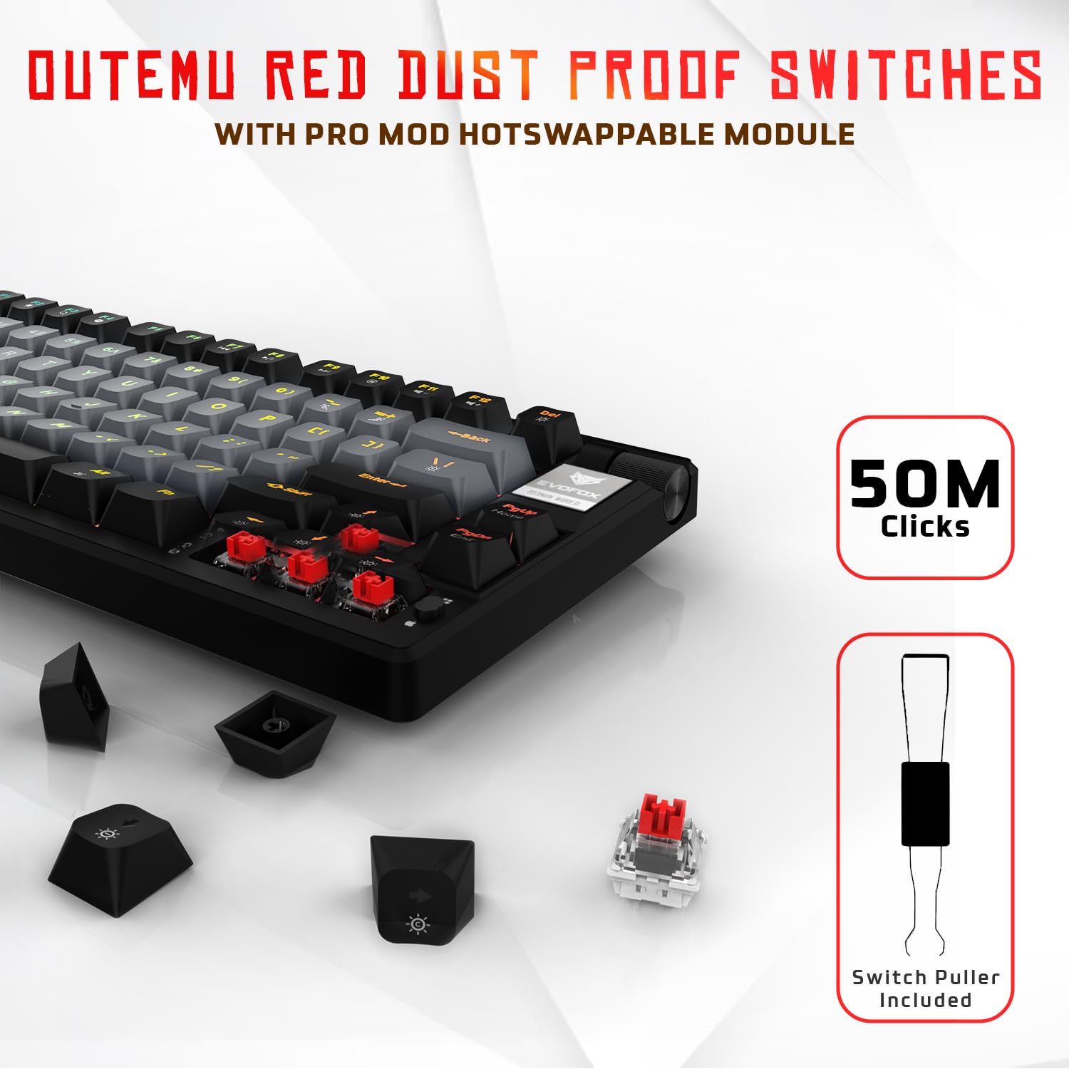 Outemu Red Dust Proof Switches and keycap puller