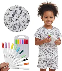 Pijama Infantil Para Colorir e Pintar Com 12un Caneta Acrílica - Kids Need - Roupa de Dormir Infantil Para Criança Pintura Educativa e Relaxante.